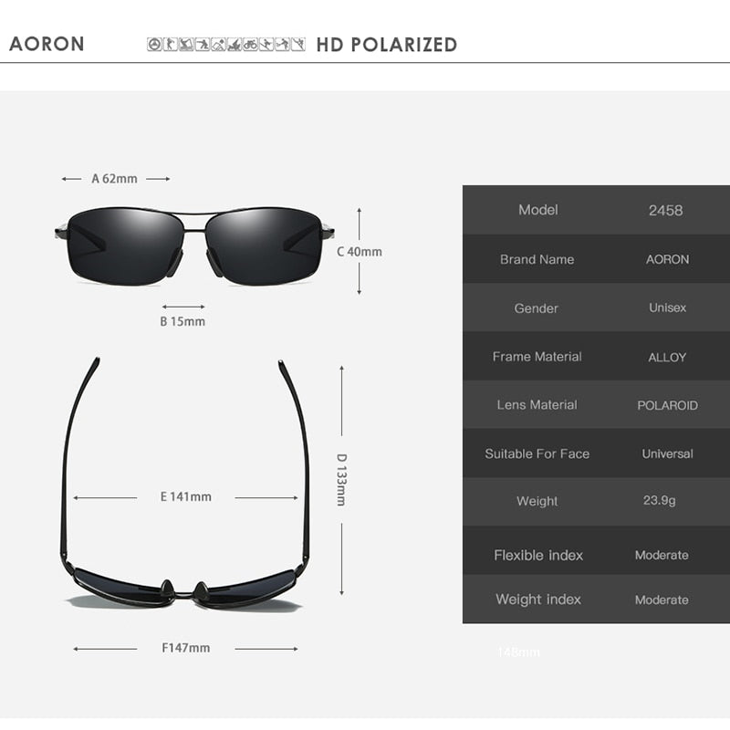 Classic Retro Mens Polarized Sunglasses Men Rectangle Sun Glasses Aluminum Frame Sunglasses Men UV400