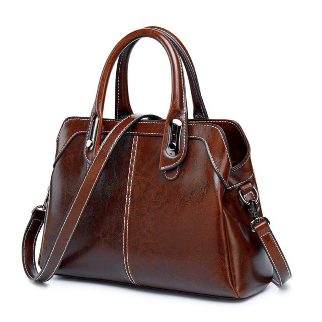 Vintage Business Genuine Leather Luxury Handbags Shoulder Bags For Women Designer Female Pochette Ladies Crossbody Satchel