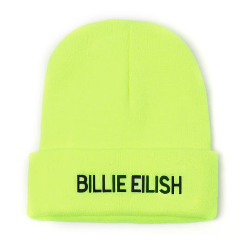 Gorro bordado Billie Eilish para mujer y hombre, gorros de invierno cálidos tejidos para mujer y hombre, gorros informales lisos de Hip-hop con puños