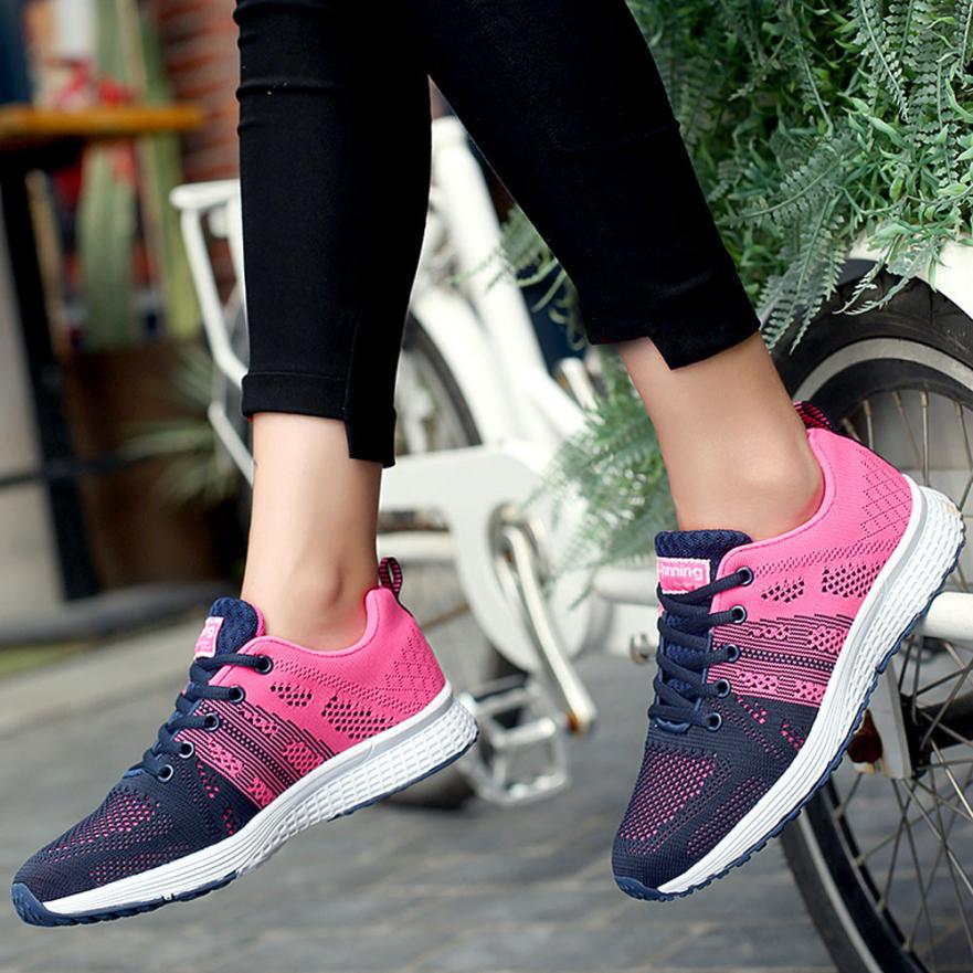 Sport Women Cushion Sports Shoes Outdoor Breathable Rose Mesh Sneakers