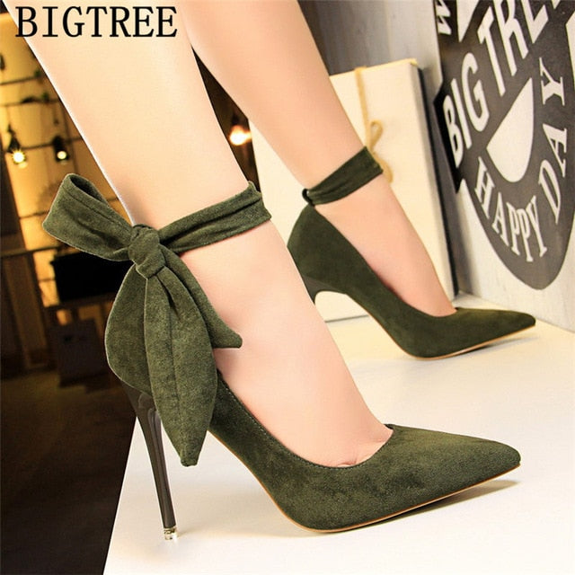 dress shoes women stiletto moccasin bigtree shoes Butterfly knot