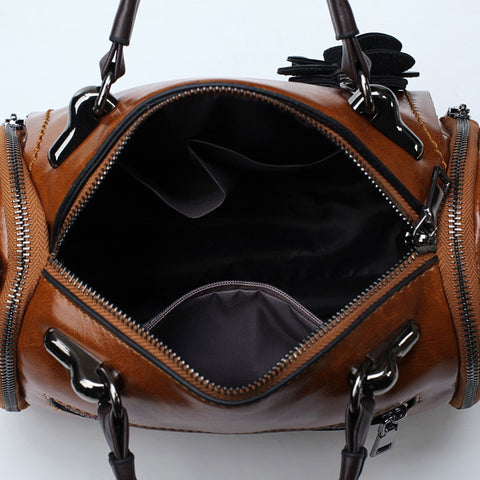 Vintage Women Shoulder Bags With Flower PU Leather Women Bag Large Capacity Luxury Handbags Women Bags Designer Bags