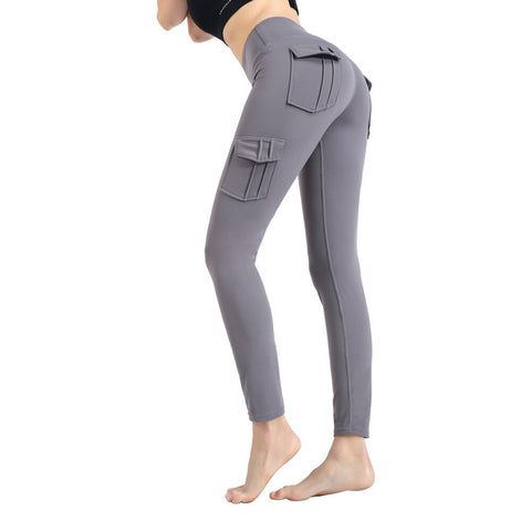 Women Yoga Pants High Waist  Pocket Sweatpants Outdoor Running Fitness Pants