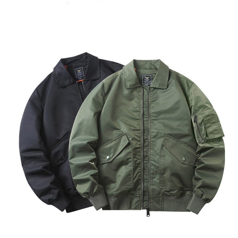 New Men's Winter Bomber Jacket Turn Down Collar Baseball College Ma1 Pilot Air Force Coat AutumnThick Warm Outerwear Jackets 4XL
