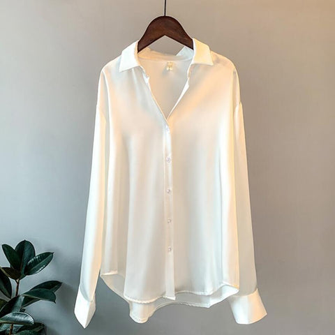 Vintage Shirts Female Buttons Loose Oversized Retro Blouses Tops