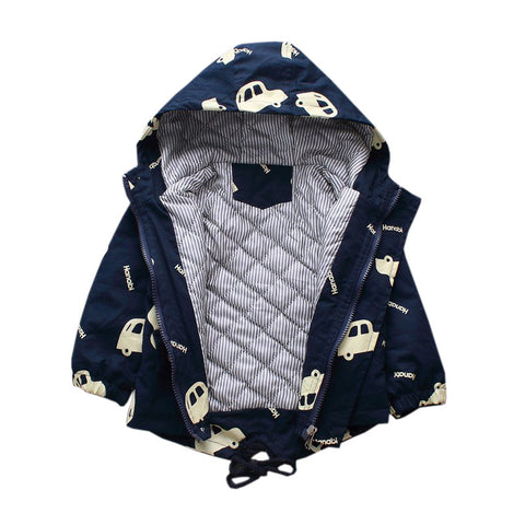 Winter Boys Jackets Child Kids Thick Warm Catoon Cars Hooded Coats Baby Girls Mid-Long Outwear Windbreaker Jackets Clothing