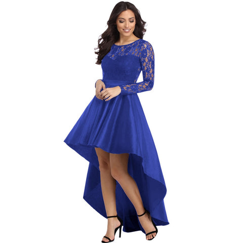 Long Sleeve Lace Lace Swallowtail Satin Party Dress