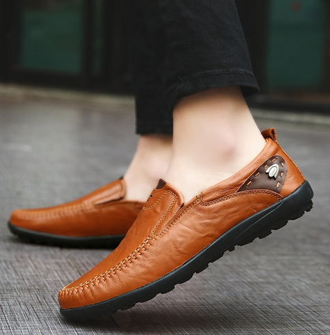 Men Shoes Casual Luxury Brand Genuine Leather Italian Men Loafers Moccasins Slip on Mens Driving Shoes Black Brown Plus Size 47